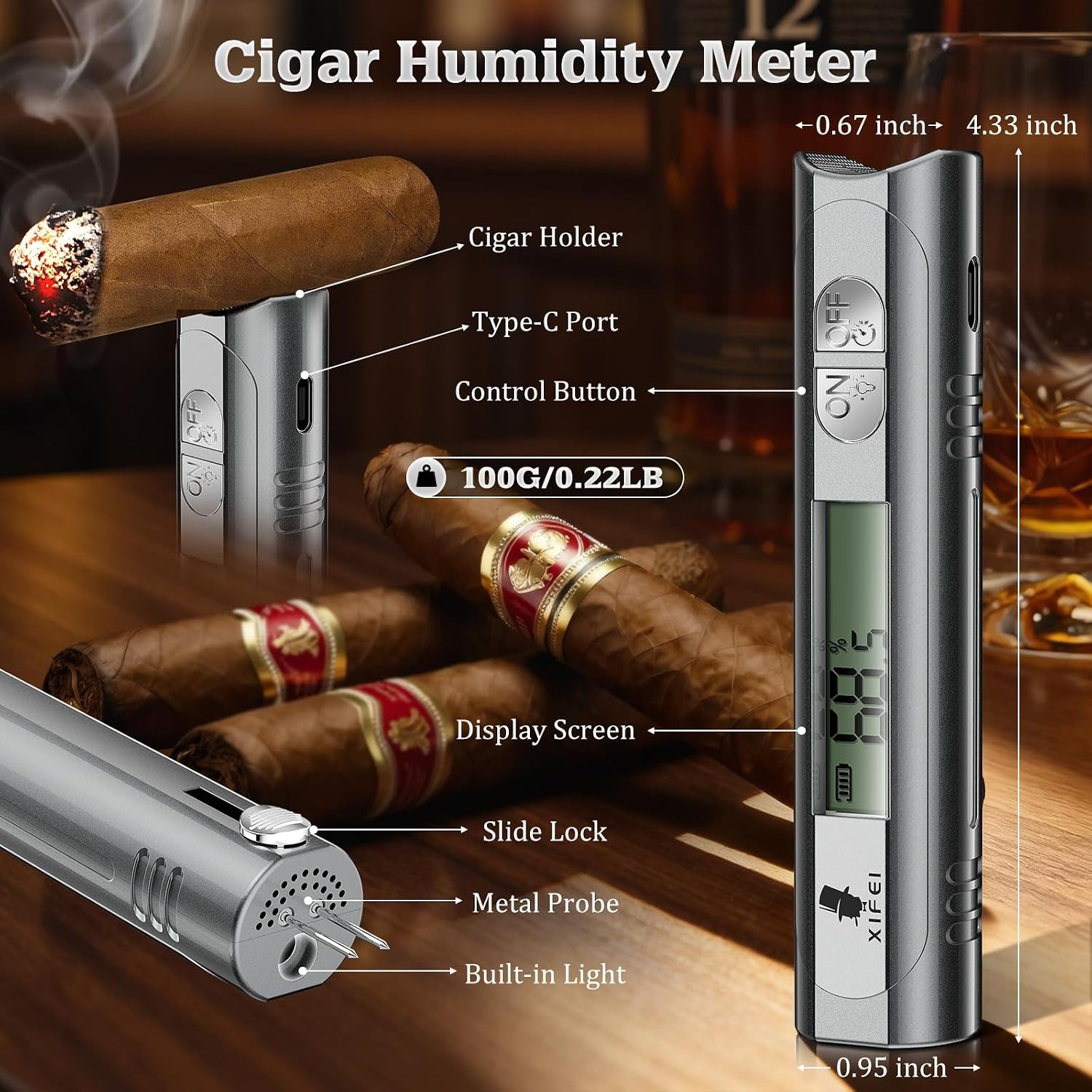 XIFEI Digital Cigar Humidity Meter: image 2