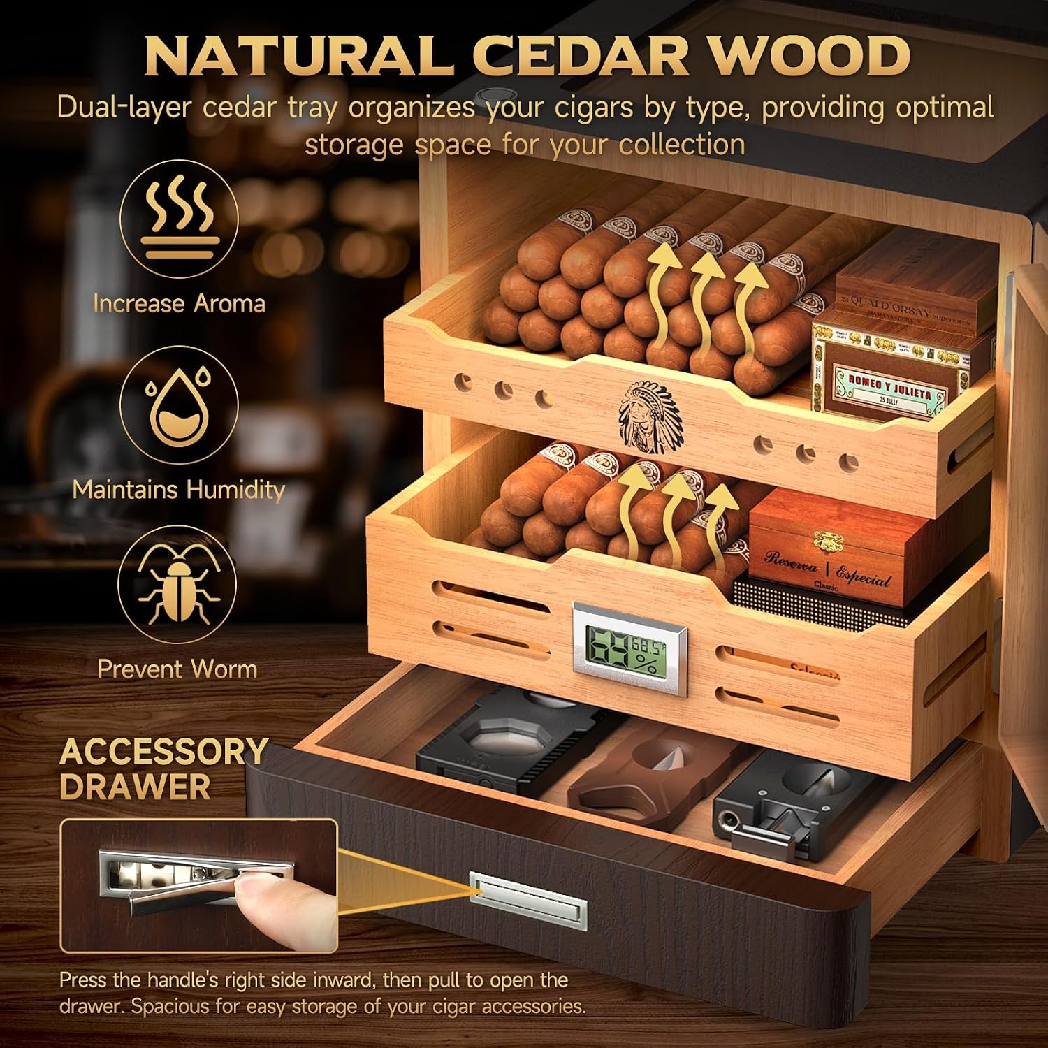 XIFEI Cabinet Humidor with LED Lighting and Glass Door: image 5