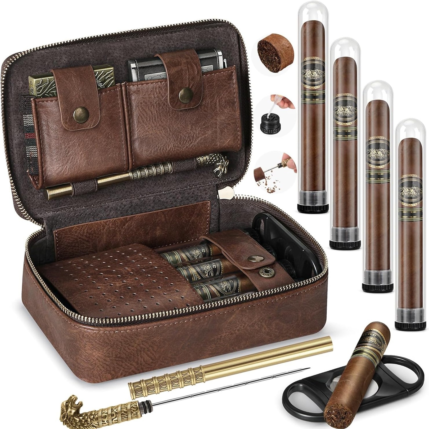 Leather Travel Cigar Case with Cedar Lining: image 1